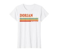 Dorian Retro Personalized First Name Vintage Stripes Value Graphic T-Shirt, Women, White, XL