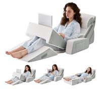 Dorifine 9PCS Wedge Pillow Set for After Surgery Recovery, Adjustable Memory Foam Neck Pillow, Foam Leg Pillow, Relieves Neck, Leg Pain, Sleep Apnea, and Functions as a Reading Pillow,Gray