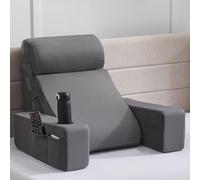 Dorifine Reading Cushion for Bed and Sofa, Book Cushion with Removable Neck Roll and Armrest, Back Cushion Bed, Wall Cushion, Multifunctional Wedge Cushion for Reading, Working