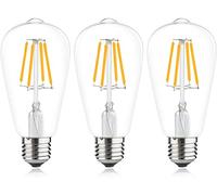 DoRight 3-Pack 12V LED ST64 E27 Edison Screw Bulbs, 4W Low Voltage, Warm White 2700K, 400 Lumens, Energy Efficient, Touch Control, Outdoor Use