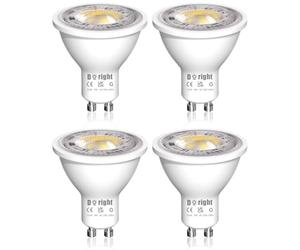 DoRight 5W GU10 LED Bulbs Warm White, MR16 GU10 LED Spotlight Bulbs Warm White 3000K, 400lm 40 Watts Equivalent Energy Saving Bulbs, AC 220-240V, 38 Degree Beam Angle, Dimmable, Pack of 4