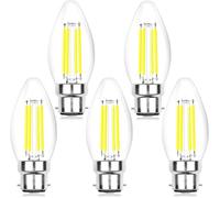 DoRight B22 LED Candle Bulb Dimmable, 4W C35 BC Bayonet Cap Candle Light Bulbs Cool White 6000K B22 LED Filament Candle Bulb 40W Incandescent Equivalent for Pendant, Chandeliers Light (5-Pack)