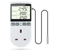 DoRight Digital Temperature Controller, Thermostat Plug UK Socket with LCD Screen Sensor Probe, 220V/13A Digital Timer Reptile Thermostat Heating Cooling for Greenhouse Farm Terrarium Reptile