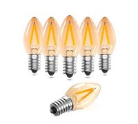 DoRight E14 LED Bulb 1W, Vintage E14 LED Night Light Bulbs, C7 Amber Ultra Warm White 2200K, SES Small Edison Screw Candle Bulb, Salt Lamp for Bedroom Table Lamp, 6 Pack