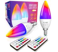 DoRight E14 LED Candle Light Bulbs Colour Changing, 3W Dimmable E14 SES RGBW Screw Bulb with Remote Control 40W Equivalent 16 Colors Mood Light, Memory & Timing Function,RGB+ Cool White 6000K (2-Pack)