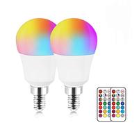 DoRight E14 LED Colour Changing Bulbs, 3W Dimmable Multi Color E14 RGBW Light Remote Control, Memory & Timing Function, 40W Equivalent SES Small Edison Screw, RGB + Warm White 3000K (2-Pack)