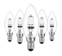 DoRight Halogen Bulbs E14 18W Glass Vintage Candle Light Bulbs Dimmable Warm White 2700K C35 Candle Lamp Small Edison Screw Bulb Transparent Cover Shell for Chandelier, 5pcs