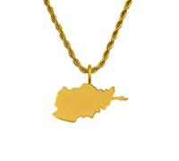 d'origine Afghanistan Men's Map Chain 316L Stainless Steel 60 cm 27 mm Pendant Matte Sandblasted with Polished Contour Gift Home Roots, 60 cm, Stainless Steel, No Gemstone