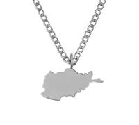 d'origine Afghanistan Men's Map Chain 316L Stainless Steel 60 cm 27 mm Pendant Matte Sandblasted with Polished Contour Gift Home Roots, 60 cm, Stainless Steel, No Gemstone
