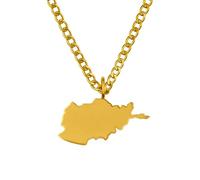 d'origine Afghanistan Men's Map Chain 316L Stainless Steel 60 cm 27 mm Pendant Matte Sandblasted with Polished Contour Gift Home Roots