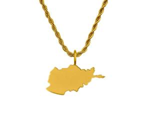 d'origine Afghanistan Men's Map Chain 316L Stainless Steel 60 cm 27 mm Pendant Matte Sandblasted with Polished Contour Gift Home Roots