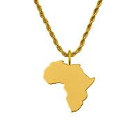 d'origine Africa Men's Map Chain 316L Stainless Steel 60 cm 27 mm Pendant Matte Sandblasted with Polished Contour Gift Home Roots, 60 cm, Stainless Steel, No Gemstone