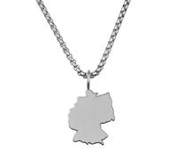 d'origine Germany Men's Map Chain 316L Stainless Steel 60 cm 27 mm Pendant Matt Sandblasted with Polished Contour Gift Home Roots, 60 cm, Stainless Steel, No Gemstone