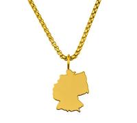 d'origine Germany Men's Map Chain 316L Stainless Steel 60 cm 27 mm Pendant Matt Sandblasted with Polished Contour Gift Home Roots, 60 cm, Stainless Steel, No Gemstone