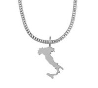 d'origine Italy Men's Map Chain 316L Stainless Steel 60 cm 27 mm Pendant Matte Sandblasted with Polished Contour Gift Home Roots, 60 cm, Stainless Steel, No Gemstone