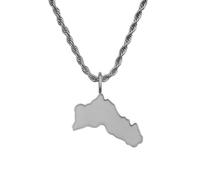 d'origine Kurdistan Men's Map Chain 316L Stainless Steel 60 cm 27 mm Pendant Matte Sandblasted with Polished Contour Gift Home Roots, 60 cm, Stainless Steel, No Gemstone