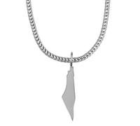d'origine Palestine Men's Map Chain 316L Stainless Steel 60 cm 27 mm Pendant Matte Sandblasted with Polished Contour Gift Home Roots, 60 cm, Stainless Steel, No Gemstone