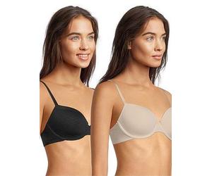 DORINA 2pk Louise Light Padded Demi Bra, Black/Beige, Size 34D, Women Black/Beige