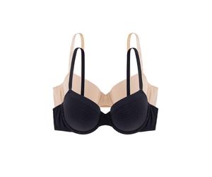 DORINA 2pk & Louise Light Padded Demi Bra, Black/Beige, Size 42B, Women Black/Beige