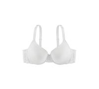 DORINA Adele Women's Lightly Padded Demi Bra, Soft Micro Fabric with Floral Lace Band, Underwired Support, Adjustable Straps, Satin Bow with Diamante Charm, White