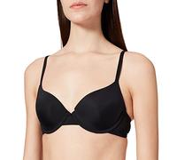 DORINA Adele Women's Lightly Padded Demi Bra, Soft Micro Fabric with Floral Lace Band, Underwired Support, Adjustable Straps, Satin Bow with Diamante Charm, Black
