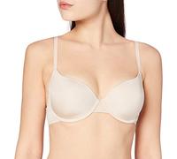 DORINA Adele Women's Lightly Padded Demi Bra, Soft Micro Fabric with Floral Lace Band, Underwired Support, Adjustable Straps, Satin Bow with Diamante Charm, Nude