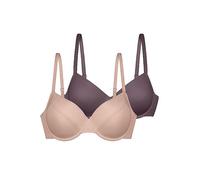 DORINA Amora Pack of 2 Underwired Padded Demi Bras White / Purple