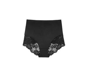 Dorina Brigitte Shaping Brief - Medium Control, Tummy Control, Lace Trim, Mid-Waist Sculpting Micro Fabric, Black