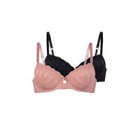 DORINA Celine Multi-Pack Demi Bra (2 Pcs) - Padded, Underwired, Three-Quarter Cups for Curve Sizing, Pink and Black