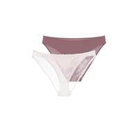 DORINA Chloe Women’s Briefs 2-Pack - Lace & Mesh Design, Soft Microfibre, Cotton Gusset, Ivory and Brown