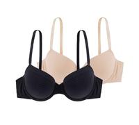 Dorina Women's Louise-d-2pp Cup Bra, Black/Beige, 36A (Pack of 2)