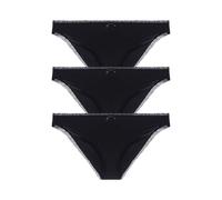 DORINA Essential Cotton Brazilian Briefs Multi-Pack (3 Pcs) - Cheeky Silhouette, Breathable Fabric, Lace Trim, Black
