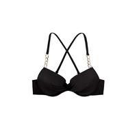 DORINA FILAO Light Padded Bikini Top, Moulded Cups, Discreet Underwired Support, Multi-Way Adjustable Straps, Gold Chain Detail, Twisted Front, Back Clasp Closure, Black