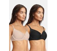 DORINA Full Cup & Carmen Bra 2 Pack, Beige/Black, Size 42E, Women Beige/Black