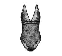 DORINA HASINA Bodysuit - Non Padded, Allover Lace with Elastic, Lace Trim, Bow Detail, Black