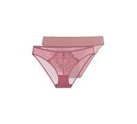 DORINA Lincoln Briefs 2-Pack - Low-Rise Lace & Mesh Briefs, Lightweight & Sexy, Regular and Curve Sizes, Pink and Brown