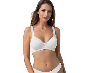 Dorina LINDSAY Non-Padded Underwired Bra with Moulded Cups, Full Coverage, Soft Micro Fabric, Adjustable Shoulder Straps for Comfort and Support, White