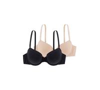 DORINA 2pk Louise Light Padded Demi Bra, Black/Beige, Size 38C, Women Black/Beige