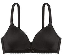 DORINA May Wireless Nursing Bra - Moulded Cups with Cotton Sling, Adjustable Straps, Delicate Band Lace Trimming, Easy Clips for Seamless Skin-On-Skin Contact, Black