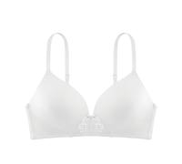 Dorina MICHELLE Wireless Soft Bra - Lightly Padded, Adjustable Straps, Subtle Band Lace & Power Mesh Wings for Comfort & Support, White