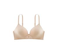 Dorina Michelle Wireless Soft Bra - Lightly Padded, Adjustable Straps, Subtle Band Lace & Power Mesh Wings for Comfort & Support, Beige