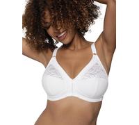 DORINA Monica Wireless Lace Bra - Adjustable Front Straps, Cotton Lining, Satin Bow, Ladder Details for Curves & Comfort, White
