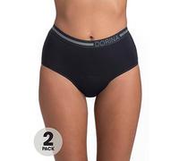 Dorina Women's ECO MOON-2PP Briefs, Noir/Noir, L Regular (Pack of 2)
