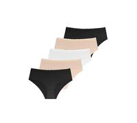 Dorina NAOMI 5-Pack Women's Hipster Briefs, Soft Cotton with Lace Waistband Trim, Comfortable Full Coverage Underwear, Ivory, Beige and Black