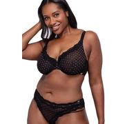 DORINA Origins Non-Padded Wired Bra, Shimmer Dot Mesh, Lace Trim, Adjustable Straps and Power Mesh Back, Black