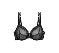 DORINA Origins Non-Padded Wired Bra - Shimmer Dot Mesh, Lace Trim, Adjustable Straps & Power Mesh Back, Black