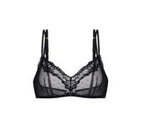 DORINA Origins Non-Padded Wireless Bralette - Shimmer Dot Mesh, Lace Trim, Adjustable Straps & Power Mesh Back, Black