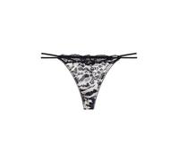 DORINA ORIGINS String - Printed Shiny Micro Fabric, Lace Trim & Picot Elastic Details, Black