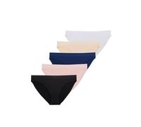 DORINA ROSANNE Women's Briefs 5-Pack, Soft Circular Knit Micro, Classic Style, Comfortable Fit, Black/Pink/Blue/Nude/White, Travel-Friendly Essentials