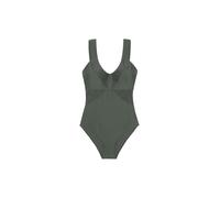 DORINA Saint Tropez Shaping Swimsuit with Removable Pads, Wireless Design, Wide Shoulder Straps, Textured Micro Fabric & Powermesh, Back Clasp Closure, Green